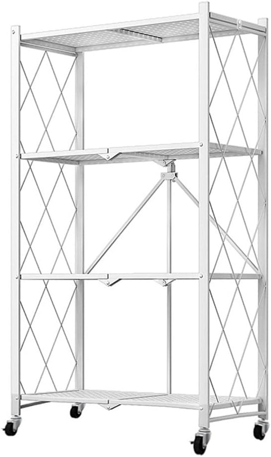 CARLA HOME 4-Tier Foldable Storage Shelf with Wheels for Kitchen, Garage, Pantry or Basement (White) - Image 10